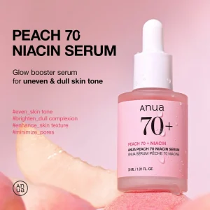 ANUA Peach 70+ Niacin Serum 30ml - Korean Brightening Serum with Peach Extract Niacinamide 5% Vitamin C Dark Spot Corrector for Glowing Even Skin Tone