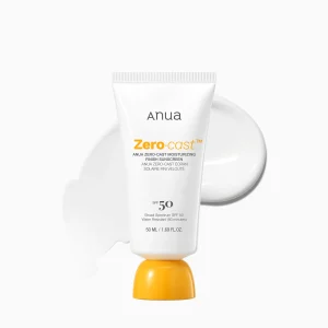 ANUA Zero-Cast SPF 50+ 50ml - Korean Sunscreen No White Cast Lightweight Chemical Sunscreen for Face Hydrating UV Protection for All Skin Tones
